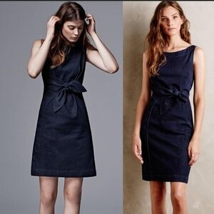 Anthropologie Holding Horses Blue Denim Tie Front Zip Back Sleeveless Dress XXS
